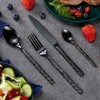 Black Silverware Set for 8 Modern Square Flatware Set Stainless