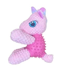 EcoFurball Eco Dog Toy - Plush Rubber Ball Squeaker Toy (Pink Unicorn)