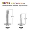 weideer 100pcs #8 Self Drilling Screws Self Tapping Tek Screws