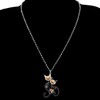 BONSNY Valentine's Day Enamel Rhinestone Couples Lover Cat Necklaces Pendant