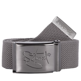 2Stoned Fabric Belt Grey 4 cm Wide with Matte Buckle 120 cm Long for Men and Women, gray