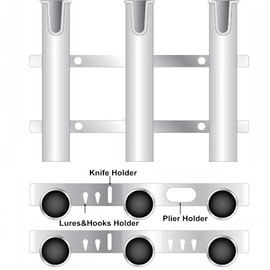 Wall Mounted Fishing Rod Holders Tubes Links Fishing Rod Holder Rack Rests (3-Pole-Black)