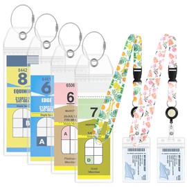 Royal Caribbean and Celebrity Cruise Lanyards 2 Packs with 4 Luggage Tag Holders Retractable Detachable Waterproof Ship Card Pouch Tropic Design