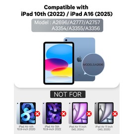 CHESONA Keyboard Case for iPad (A16) 11th/10th Generation (2025/2022), Detachable Wireless Keyboard, Stand Folio Keyboard Cover with Pencil Holder, Thin & Light (Black)