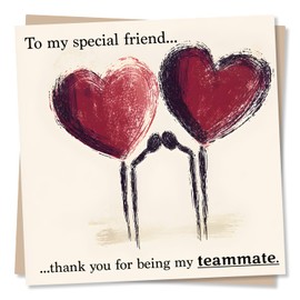 Beautiful Happy Birthday Card for Special Friend - Heartfelt, Two Hearts, Holding Hands - To My Teammate - Love For Bestie, Friendship