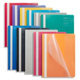 FOSHISY 22 Pack A4 Project Folders, Plastic Presentation Document Files Folders, Report Organiser Holder with Transparent Cover & 2 Prongs