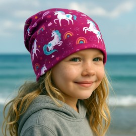 Wollhuhn Eco Beanie for Boys/Girls/Children, Comfortable Soft Long Hat/Beanie Hat/Knitted Hat/Children's Hat, Jersey Lining, for Transitional Periods, (Eco/Organic Fabrics)