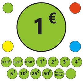 1120 Euro Price Labels Coloured Ideal for Garage Markets, Markets, Shops, Discounts / Price Tags / Price Tags / Sales Signs / Sales Labels / Sales Stickers