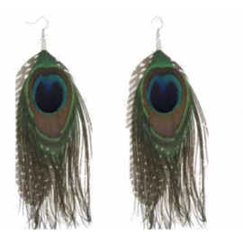 N/A Peacock Feather Dangling Earrings