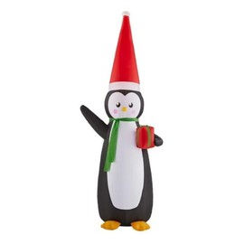 Home Accents Gemmy 11Ft Inflatable Christmas Penguin Holding Present Indoor/Outdoor Holiday Decoration