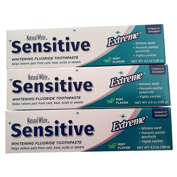 Toothpaste Natural White Sensitive Extreme (Pack of 3)