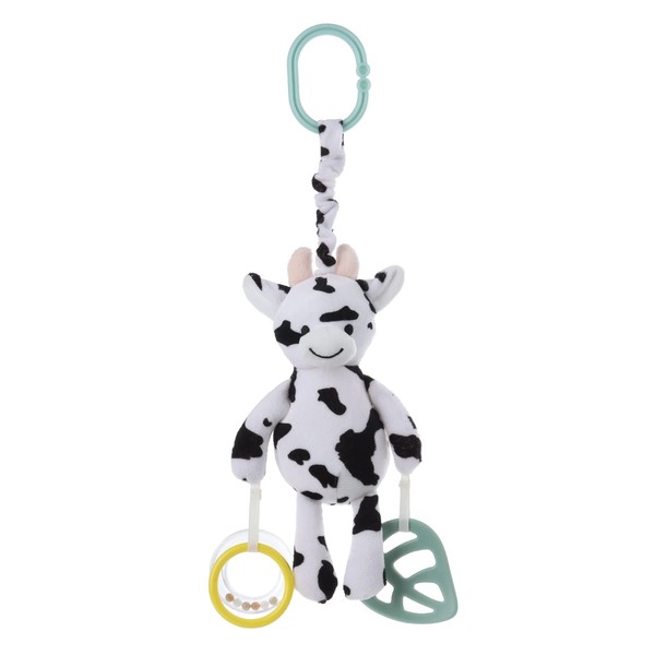 Apricot Lamb Baby Stroller or Car Seat Activity and Teething Toy, Features Plush Cow Character, Gentle Rattle Sound & Soft Teether, 8.5 Inches