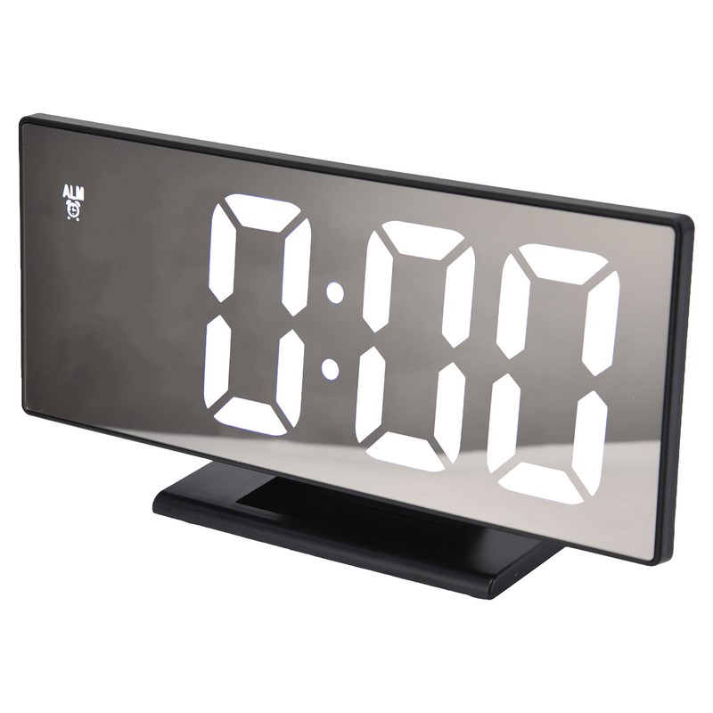 Digital Alarm Clock LED Mirror Screen USB Charging Automatic Dimming