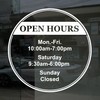 Business Hours Sign for Window Decal - Free Squeegee -