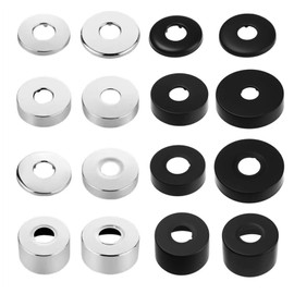 2 pieces diameter 21 mm (1/2 inch) cover rosette stainless steel, threaded osette, black, rosette tap, pipe cover, cover rosette black, rosettes for shower fittings, taps, angle valve (black, 60 x 18)