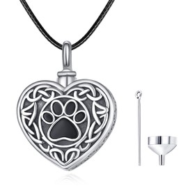 KINGWHYTE Urn Necklace 925 Sterling Silver Animal Ash Pendant Necklace Dog Paw Urn Pendant Necklace Cremation Memorial Jewellery Gifts for Women Mothers Sisters, Sterling Silver