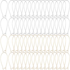 SOFPLATE 1 Box 200Pcs Silver Kidney Earring Hooks Brass Earring Wires Gold Hoops U Shaped Teardrop Long Earwires Connector Dangle Earring Findings for jewellery Making Supplies DIY Craft Women Beginne