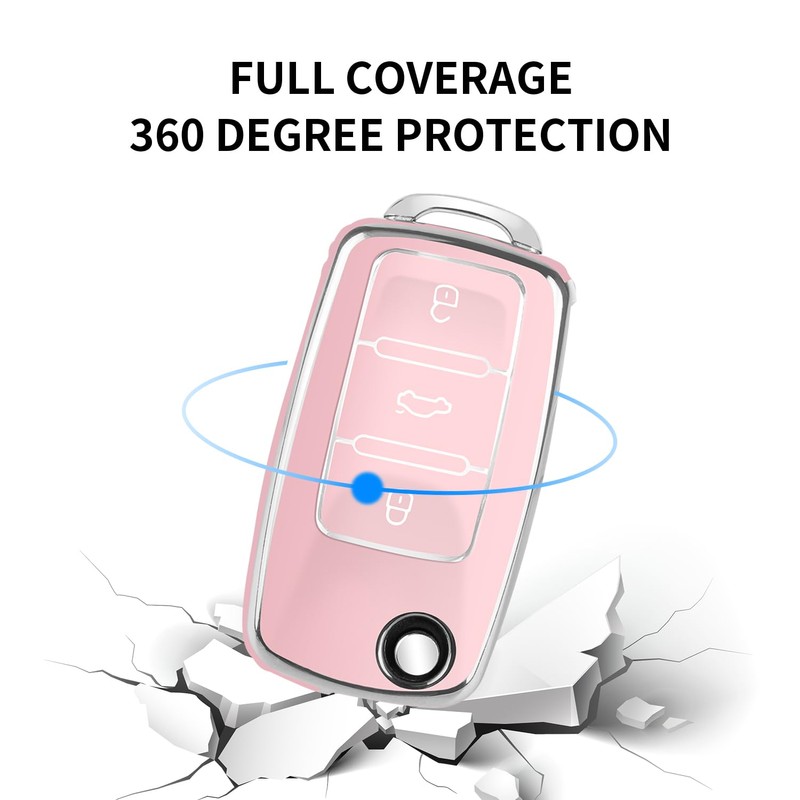 MILD EAST for VW Car Key Fob Cover with Keychain,