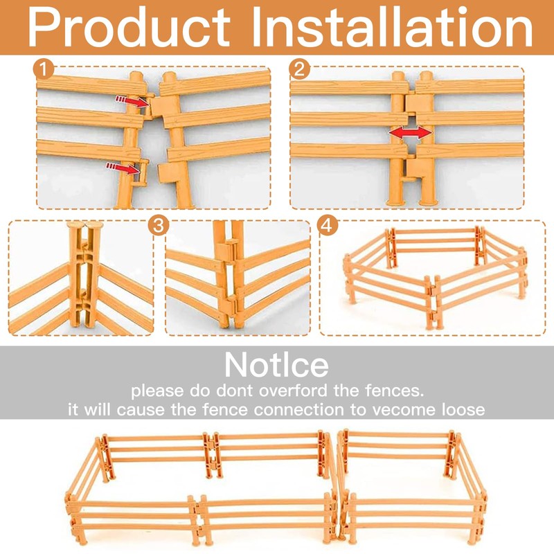 Xrten 40Pcs Corral Fencing Panel Accessories, Playset with Horse Paddock