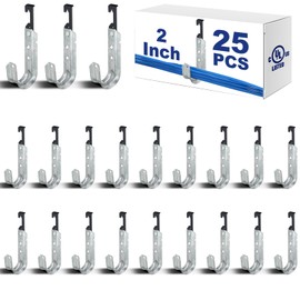 Zonon 25 Pcs J Hooks for Hanging 1-5/16 Inch Metal J Hook Hangers Cable Support with Bat Wing Heavy Duty G60 Galvanized Steel Cable Hooks for Attaching Ceiling Wire Threaded Rod, Ul Certification