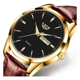 Reloj Cronógrafo Lige LG8970 De Cuero Casual Para Hombre