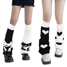 QKURT 2 Pairs of Leg Warmers, Y2K Leg Warmers Knitted Leg Warmers Winter Thermal Legwarmers Knee High Legwarmers Y2K Accessories Socks for Girls Women