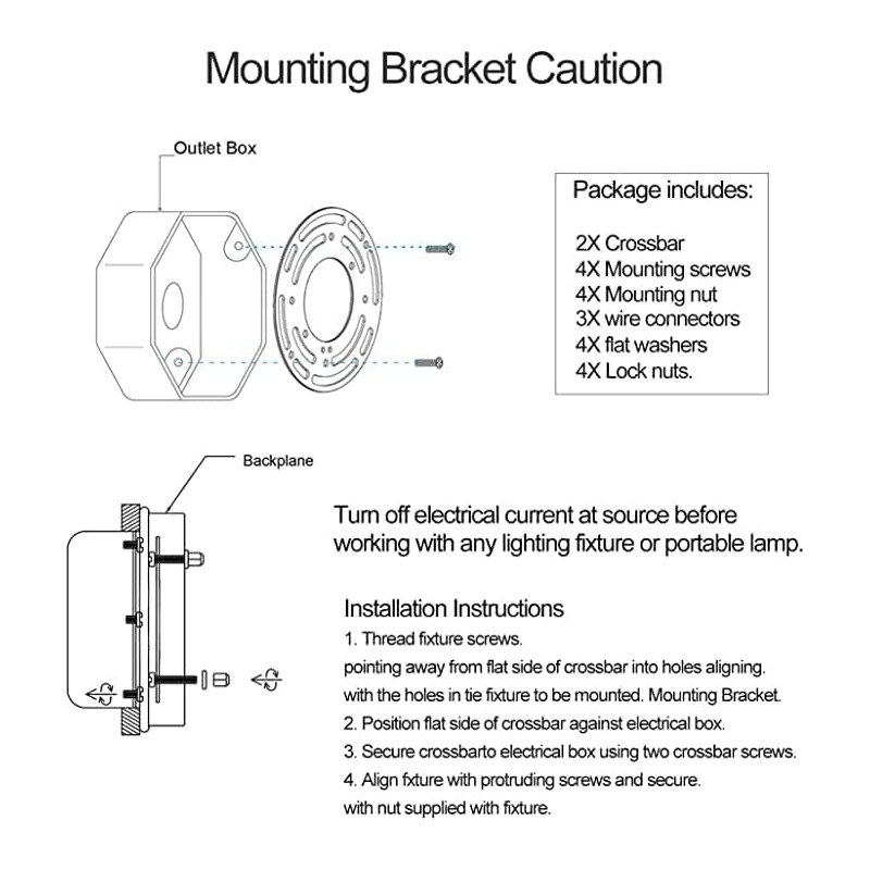 Armiika 2 Pack Universal Light Fixture Mounting Bracket, 4" Diameter
