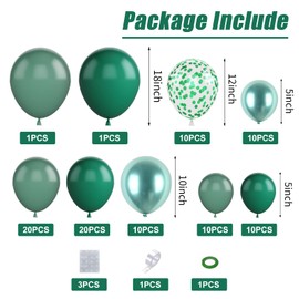 Sage Green Balloons Garland Kit,97 Pcs Sage Green Balloons Metallic Green Confetti Latex Balloons Happy Birthday Balloons Baby Shower Decorations Wedding Balloons
