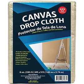 Premium Cotton Canvas Drop Cloth - 8 oz, 6x9 ft - Perfect for Painting, Furniture & Floor Protection (6x9)