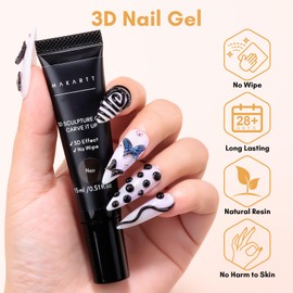 Makartt 3D Sculpture Nail Gel - 15 g Black Multifunctional Rhinestone Glue Gel, Builder Gel, No Wipe 3D Gel Nail Art Nails Carving Glue Gel for Nail DIY Nail Design Sculpting Nail Modelling