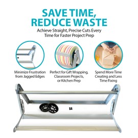 MetCrafted 30" Wide Roll Paper Dispenser with Cutter – Wall Mounted Roll Dispenser with Serrated Cutter – Fits Craft, Freezer, Wrapping, Butcher Paper Roll or Cling Film – Heavy-Duty, Grey