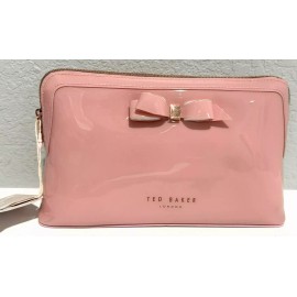 Ted Baker London Kaffara Bow Large Glossy Washbag Cosmetic Makeup Bag Pink NEW