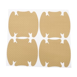 RATCHROLL 4 Pcs Universal Car Door Handle Cup Cover Adhesion Door Protection Door Bowl 3D Sticker Scratch Protector 86x94mm Carbon Fiber Pattern Gold Tone PVC