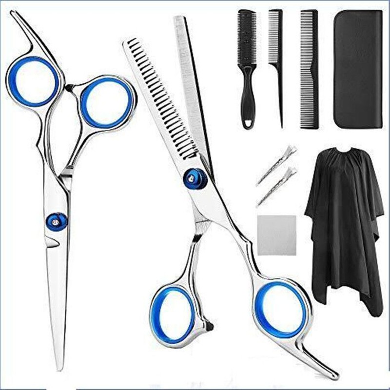 10pcs Haircutting Scissors Kit Professional Stainless Steel Comfortable Grip Portable