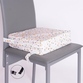 Washable Children Dining Chair Booster with Straps Kids Seating Cushion Removable Waterproof Cover Toddlers Mealtime Seating Pad High Chair Firm Support (Bees)