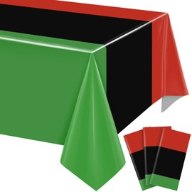 Tatuo 3 Pieces Juneteenth Tablecloths Black History Month Table Cloths Tri Colored Plastic Tablecloth Disposable African Table Cover Red Black and Green Party Dining Kitchen Decoration Supplies