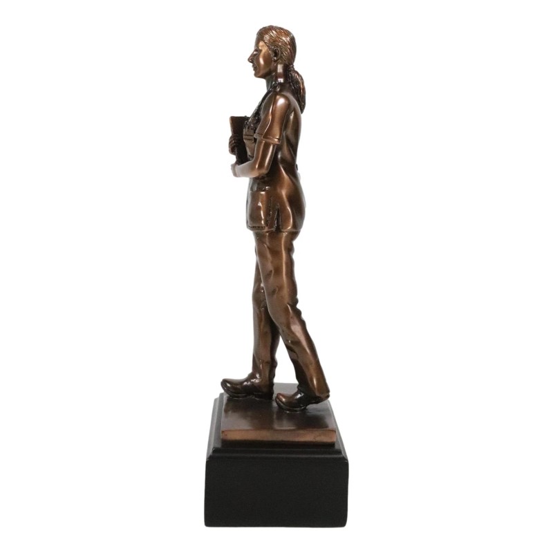 Medical Professional Physician Female Nurse Doctor Bronzed Resin Statue W/