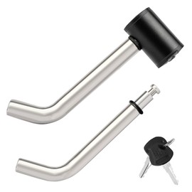 METOWARE Right-Angle Receiver Lock for Class I-IV, Stainless Steel, 1/2” and 5/8” Dual Bent Pin, Compatible with Most Hitches for Trailer Truck Car