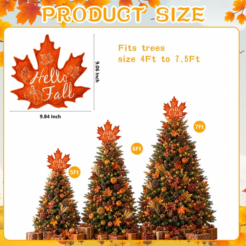 Fall Tree Topper Hello Fall Maple Leaf Tree Top Decor