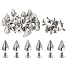 PATIKIL 15mm Studs for Clothing, 20 Sets Studs and Spikes Leather Rivets Cone Spikes Metal Screw Studs for Clothing Leather Crafts Fabric Shoes Punk Bag Leathercraft, 10x15mm, Silver Tone