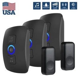 KERUI Waterproof Wireless Doorbell Adjustable Volume 1000FT Plugin Receiver 60 Chime - 1 Buttons+1 Receiver