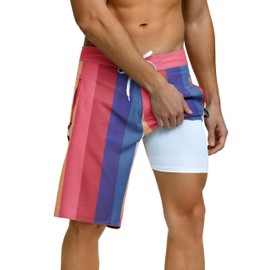 Unitop - Traje de baño para hombre con forro de compresión de 9 pulgadas, secado rápido 2 en 1 con bolsillos con cierre, rosado & azul, 36
