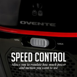 OVENTE OVENTE Canister Upright Vacuum Cleaner with 1400W Powerful Suction, Telescoping Wand and Automatic Cord Rewind, Lightweight Cleaning Machine for Hard Floors and Carpets, Black ST1600B