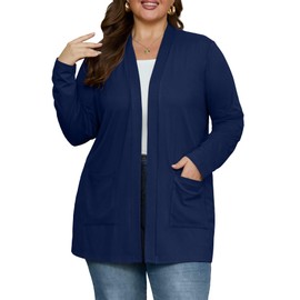 OLRIK Navy Blue Cardigan for Women Plus Size Womens Sweaters Plus Size Long Sleeve Navy Blue-3X