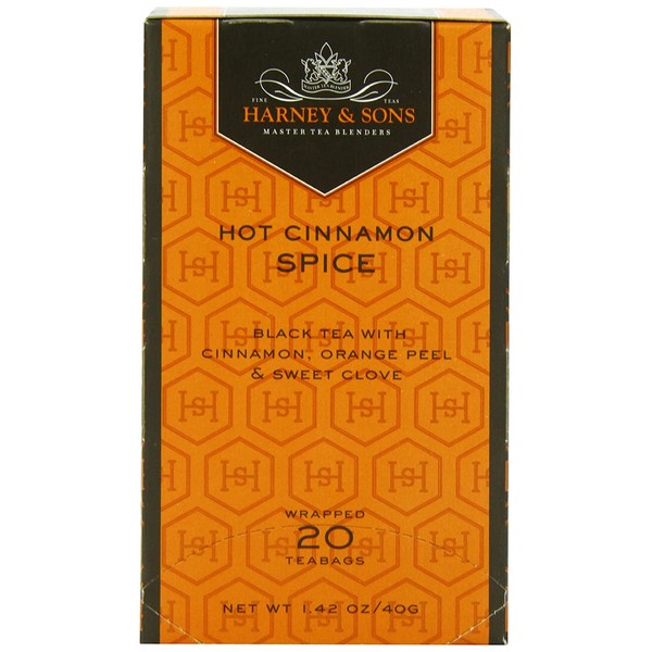 Harney & Sons Black Tea Bags, Hot Cinnamon Spice, 20 Count