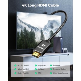 Highwings 4K Long HDMI Cable 10M | in-Wall CL3 Rated HDMI Cable 2.0 | Support HDR10 8/10bit 18Gbps HDCP2.2 ARC | High Speed HD Shielded Cord | Compatible with Laptop, PC, HDTV, Projector