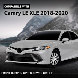 G-PLUS Front Bumper Upper & Lower Grille Black Trim Compatible with Toyota Camry LE XLE 2018-2020 5310106A70