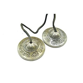 2.5” Tingsha Bell Cymbals Set - Om Nama Shivay Embossed Tibetan Chimes - Great for Yoga, Meditation, Spiritual, Mindfulness or Relaxation - Handmade in Nepal