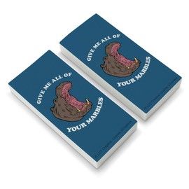Give Me All of Your Marbles Hippo Funny Humor Eraser Set of 2