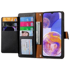 Compatible with FCNT Arrows We2 Plus Cover,Flip Stand Compatible with FCNT Arrows We2 Plus F-51E Zipper Card Slot Magnetic Wallet Case Black